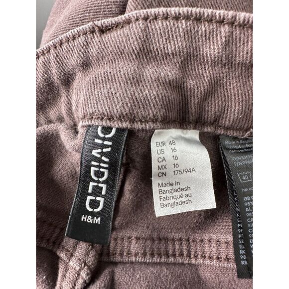 Taupe Wide Leg Denim Pants Women’s Size 16 H&M Divided Stretch Cotton - Picture 6 of 7